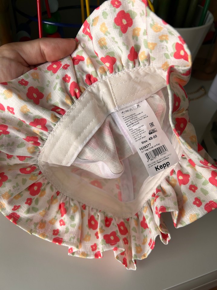 Çiçek Desenli Renkli Kız Çocuk şapka - Görsel 2