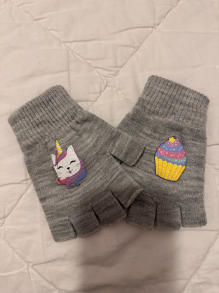 LCW Kız Çocuk Gri Parmaksız Eldiven - Görsel 5