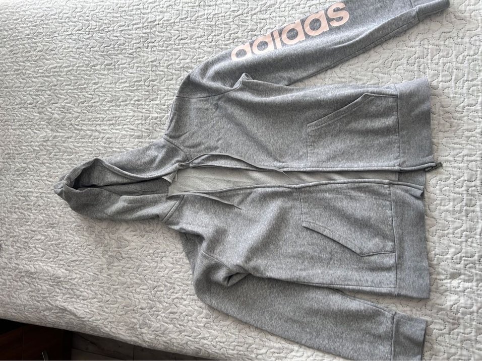 Gri Kapüşonlu Fermuarlı Sweatshirt - Görsel 2