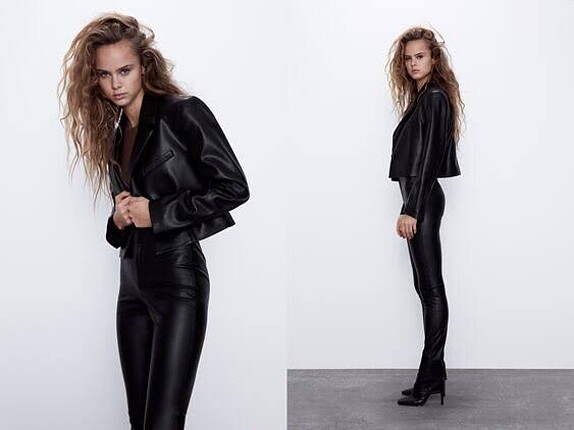 Zara Suni deri crop blazer