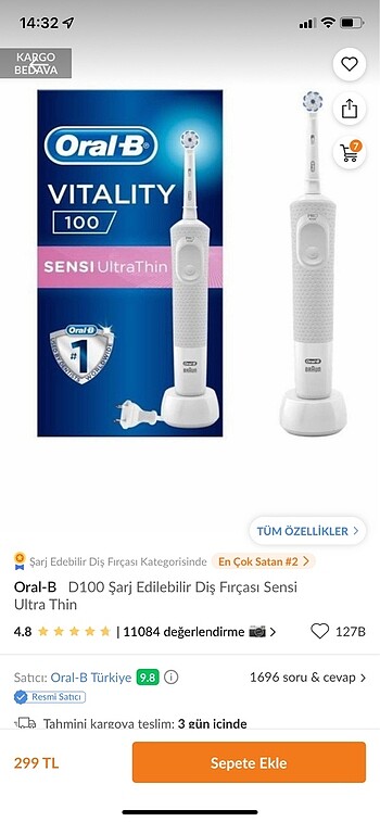 ORAL-B D100 şarj edilebilir diş fırçası