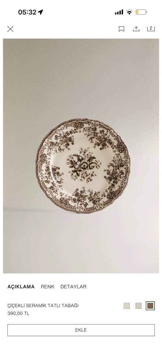 Zara çiçek desenli tabak - Görsel 2