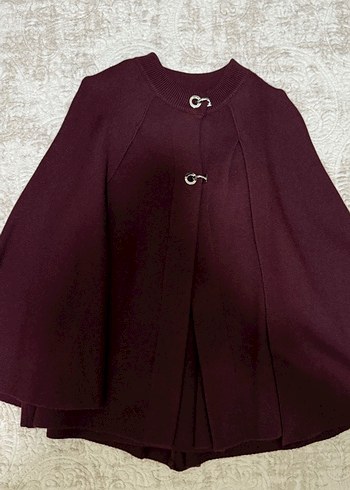 Zara Bordo Düğmeli Midi Kadın Pelerin
