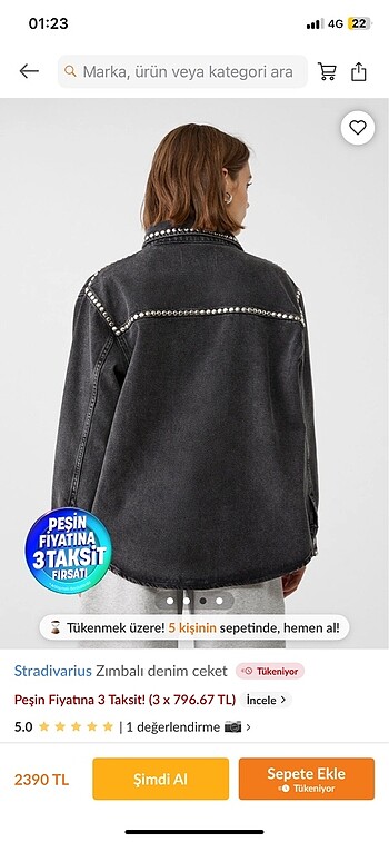 s Beden Stradivarius zımbalı denim ceket