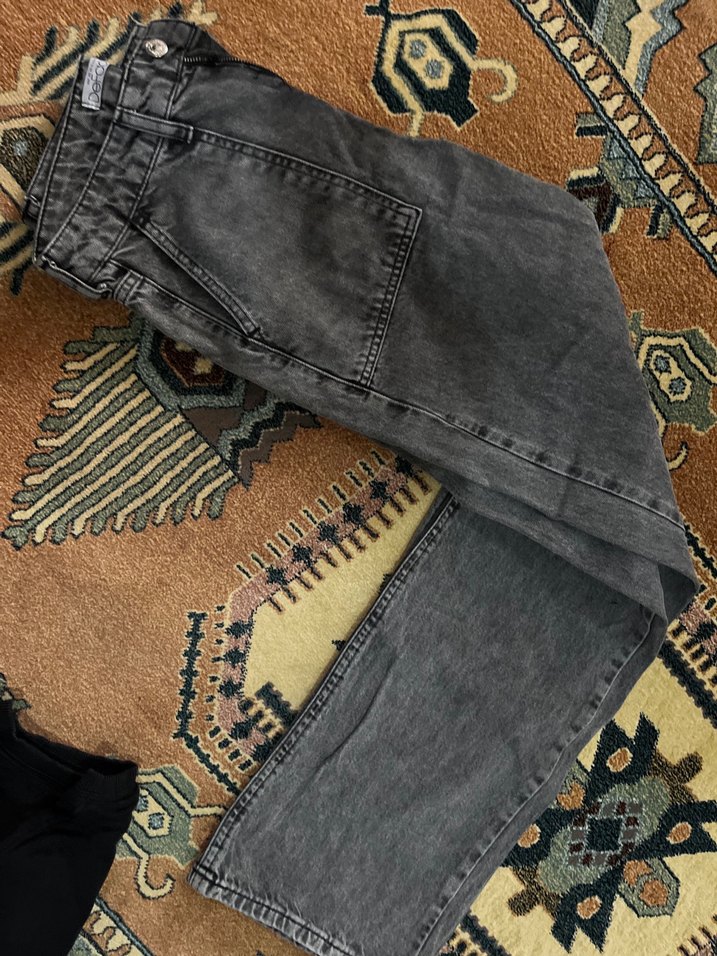 Koyu Gri Yüksek Bel Denim Pantolon — görsel 2/3