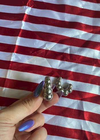 Accessorize Boncuklu Gri Midi Küpeler Çelik
