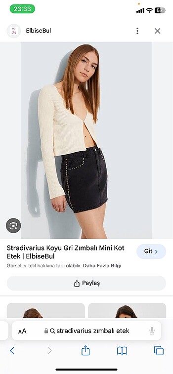 34 Beden Stradivarius Kot etek