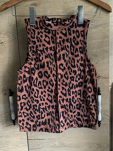 34 Beden kahverengi Renk Leopar desenli bluz