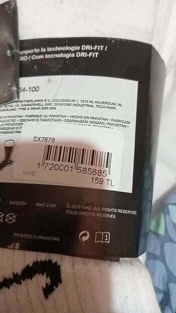 diğer Beden Orijinal Nike organik pamuklu corap.uclu şekilde satilmaktadir