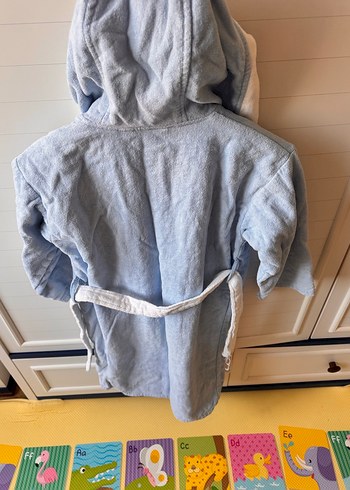 Kapüşonlu Erkek Çocuk Bornoz - Mavi - Görsel 5