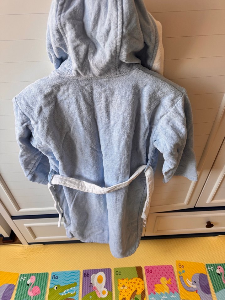 Kapüşonlu Erkek Çocuk Bornoz - Mavi - Görsel 5