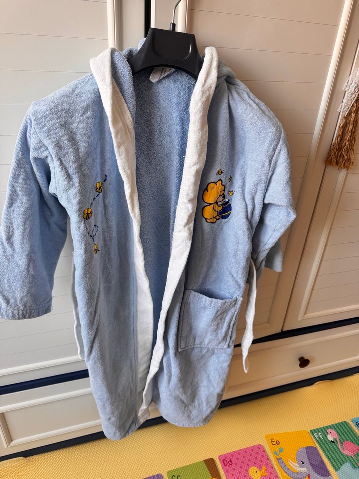 Kapüşonlu Erkek Çocuk Bornoz - Mavi - Görsel 2