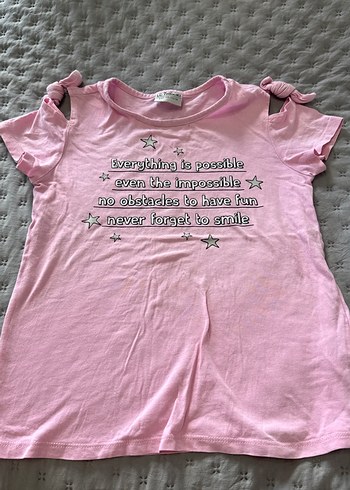 Kız Çocuk Pembe Baskılı Askısız Tişört