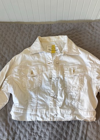 Kadın Beyaz uzun Kollu Denim Ceket