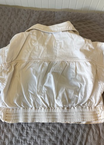 m Beden Kadın Beyaz uzun Kollu Denim Ceket
