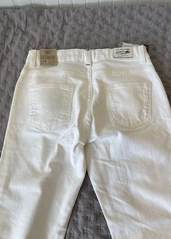 10 Yaş Beden Kız çocuk Beyaz Denim Regular Fit Pantolon