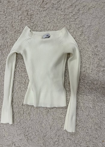 ADL Beyaz Fitilli Triko Kadın Kazak - Görsel 3