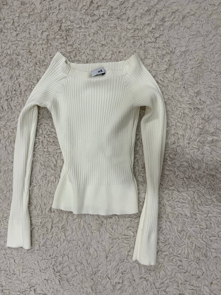 ADL Beyaz Fitilli Triko Kadın Kazak - Görsel 3