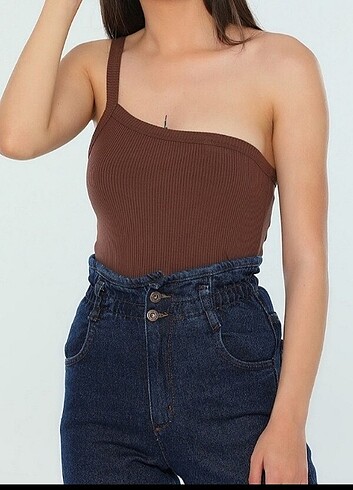 Tek Askılı Fitilli Bodysuit 