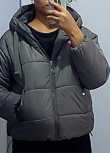 Gri Şişme Mont 