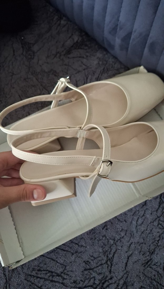 Bej Tokalı topuklu mary jane Ayakkabı - Görsel 4