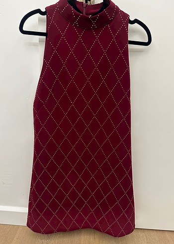 Sandro taşlı bordo elbise - Görsel 4