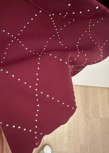 Sandro taşlı bordo elbise - Görsel 6