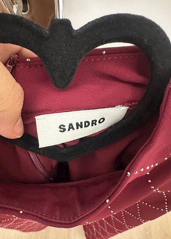 Sandro taşlı bordo elbise - Görsel 5