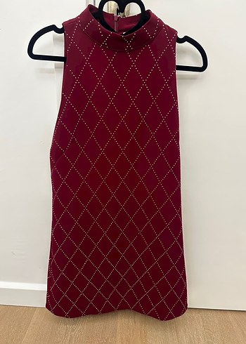 Sandro taşlı bordo elbise - Görsel 3