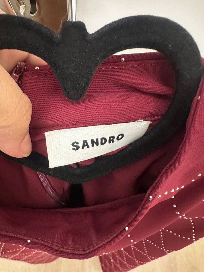 Sandro taşlı bordo elbise - Görsel 5