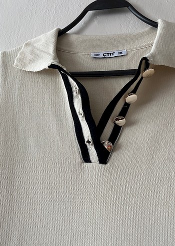 Uzun Kollu Beyaz Triko Elbise - Görsel 2