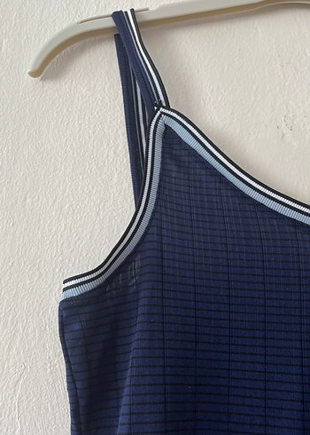 Lacivert V Yaka Kolsuz Uzun Elbise - Görsel 2