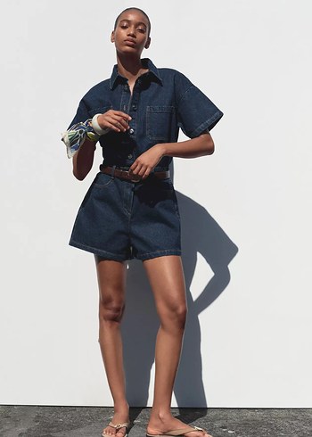 zara kısa kollu denim tulum