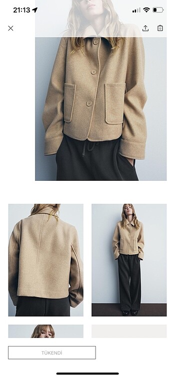 xs Beden zara cepli yumuşak ceket