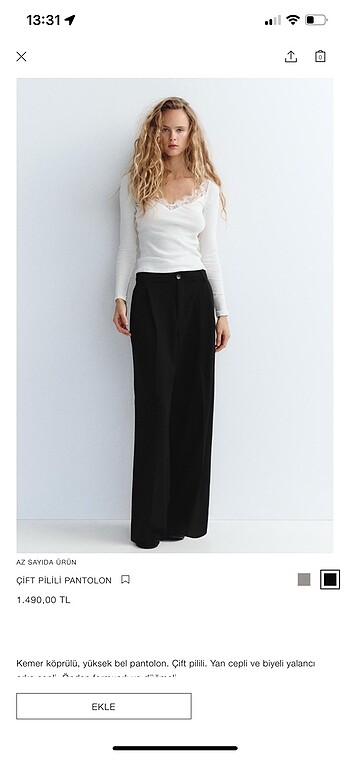 zara çift pilili pantolon