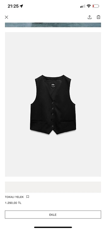 xs Beden siyah Renk zara tokalı yelek