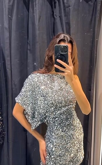 zara payetli mini elbise