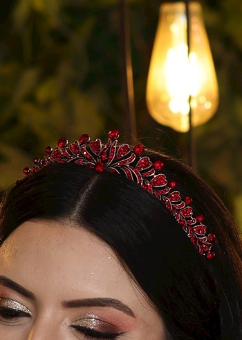 Bordo Taşlı Kadın Kına Saç Tacı - Görsel 2