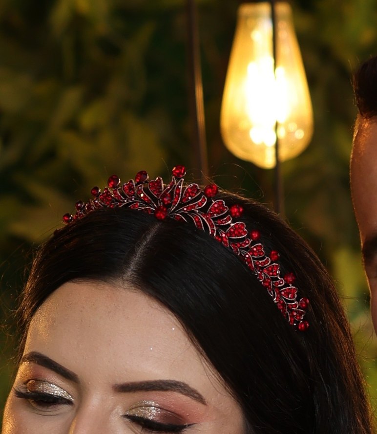 Bordo Taşlı Kadın Kına Saç Tacı - Görsel 2