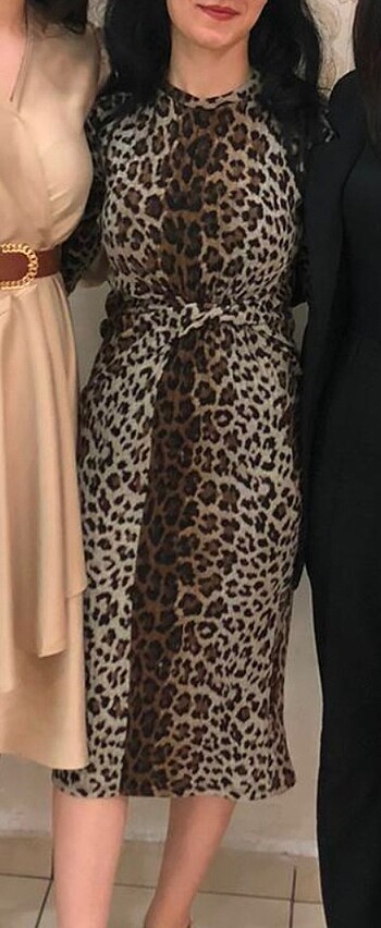 xs Beden Bersha leopar elbise