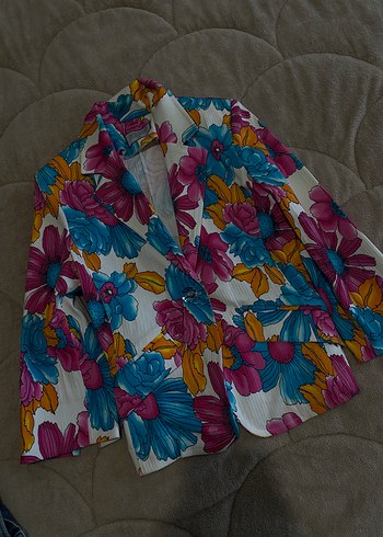 Zara Renkli Cicek Desenli Rahat Blazer Ceket