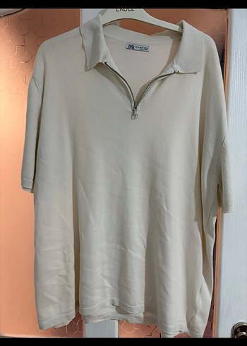 Beyaz Fermuarlı Keten Erkek Polo Tişört - Görsel 2