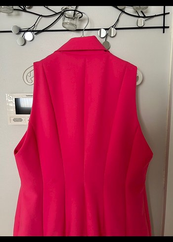 Düğmeli Pembe Kolsuz Yelek - Görsel 3