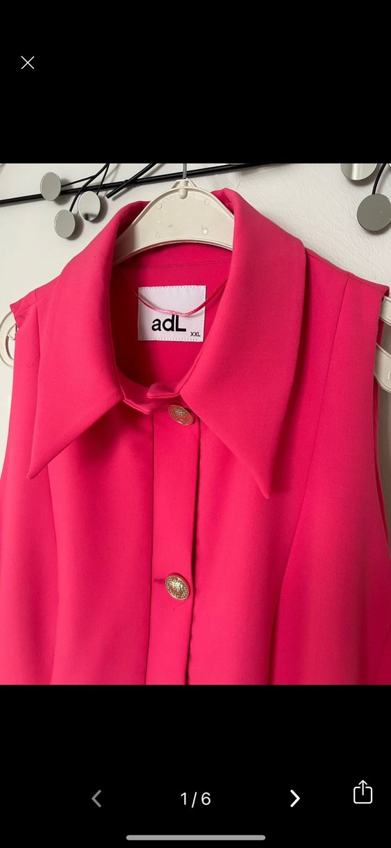 Düğmeli Pembe Kolsuz Yelek - Görsel 2