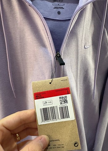 Nike Lila Kapusonlu Yarim Fermuarli Spor Ust