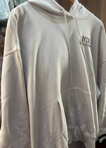 Nike Ekru Kapusonlu Rahat Sweatshirt