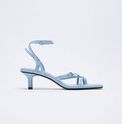 Zara Zara bant detaylı topuklu deri terlik/ sandalet
