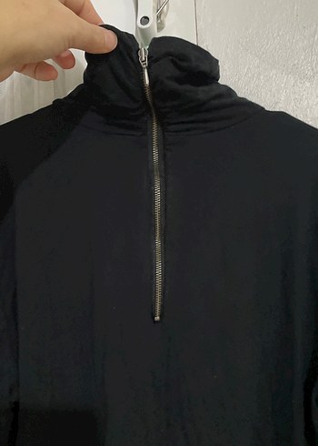 Erkek Siyah Yarım Fermuarlı Sweatshirt - Görsel 3