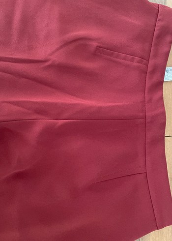 Kadın Kırmızı Pilili Midi Pantolonlu etek - Görsel 7