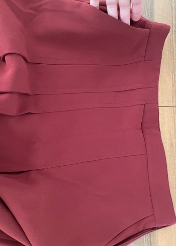 Kadın Kırmızı Pilili Midi Pantolonlu etek - Görsel 4